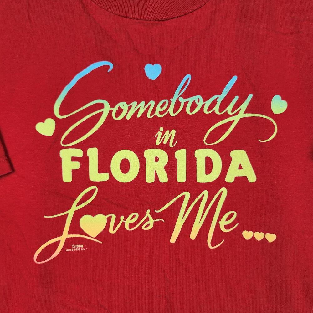 Vintage Somebody In Florida Loves Me Shirt Mens Large Graphic 80s Made In USA